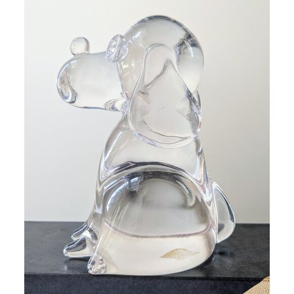 Murano Style Art Glass Beagle Snoopy Dog Paperweight Figurine Clear Solid Heavy - Picture 3 of 10